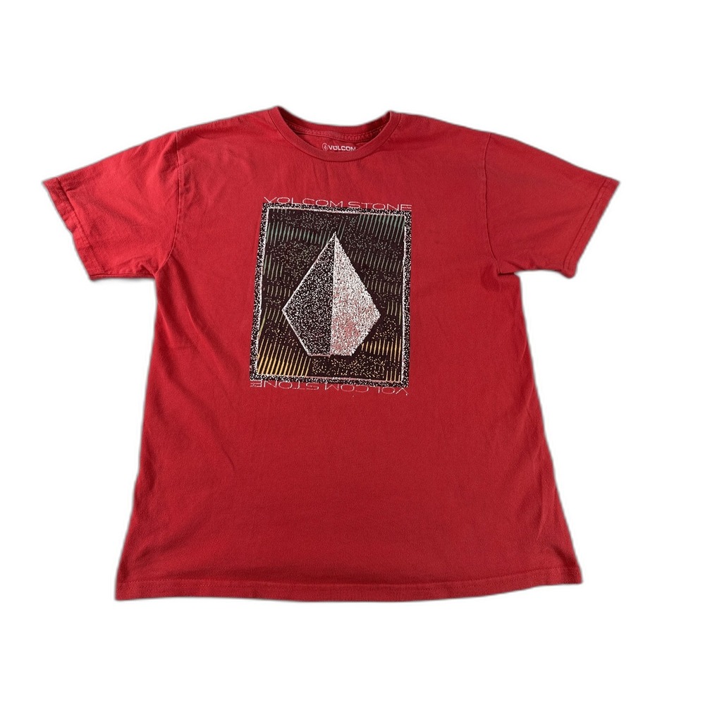 Volcom Stone Graphic Tee US M US Red 100% Cotton Crewneck Short Sleeve Skater